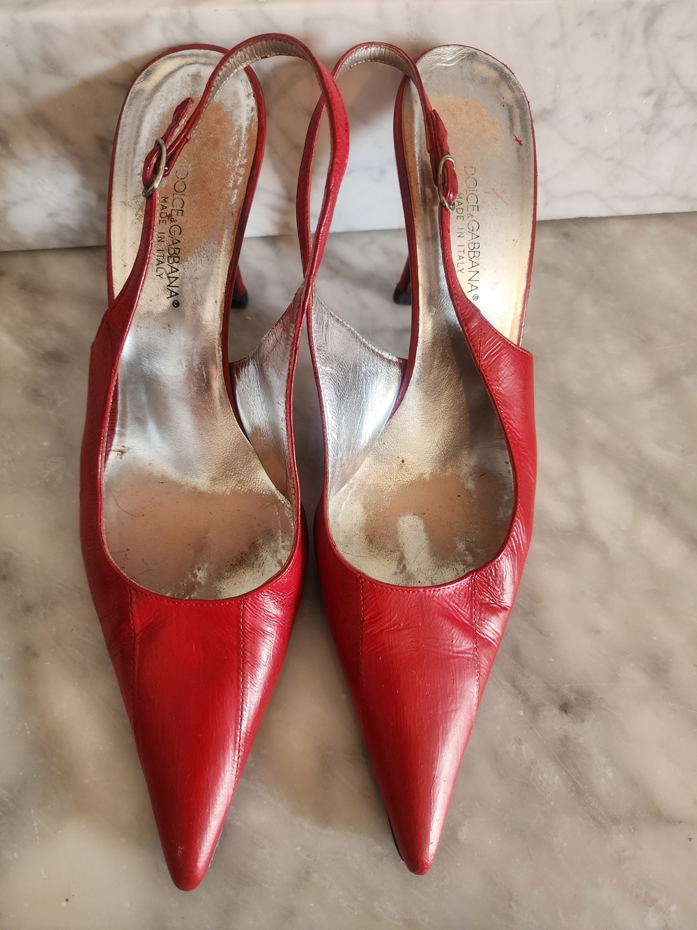 Dolce & Gabbana Red Pointed Slingback Pumps